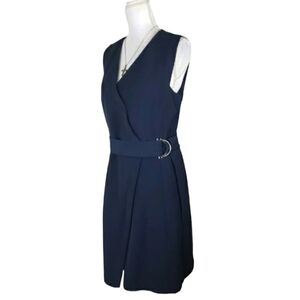NEXT Tailoring~Woman Size 10 (UK 14)~Navy Blue Academia Belted Dress Fully Lined